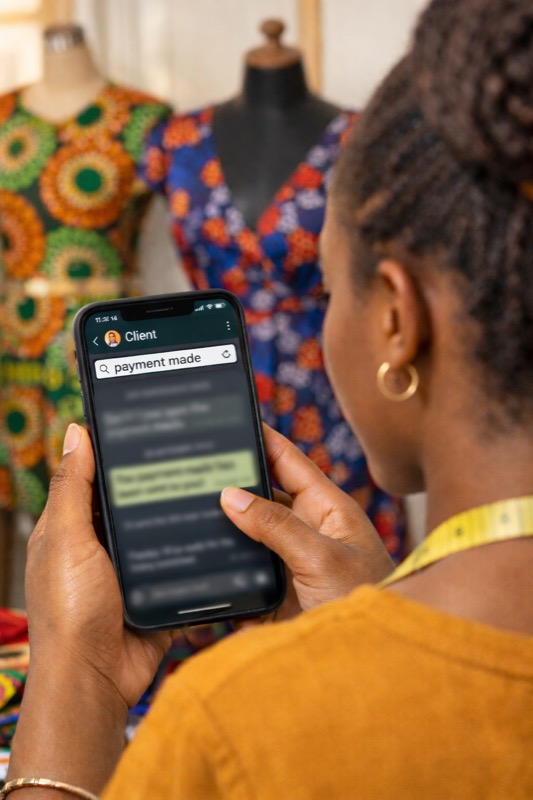 Checking a payment message on a phone